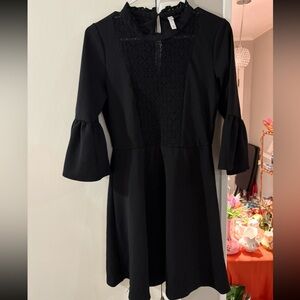 Xhilaration Black Long Sleeve Dress with Lace